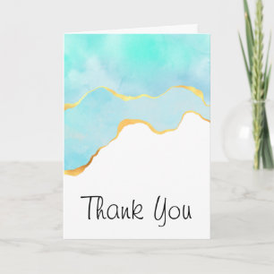 Stylish Tropical Green with Gold Border Thank You Card