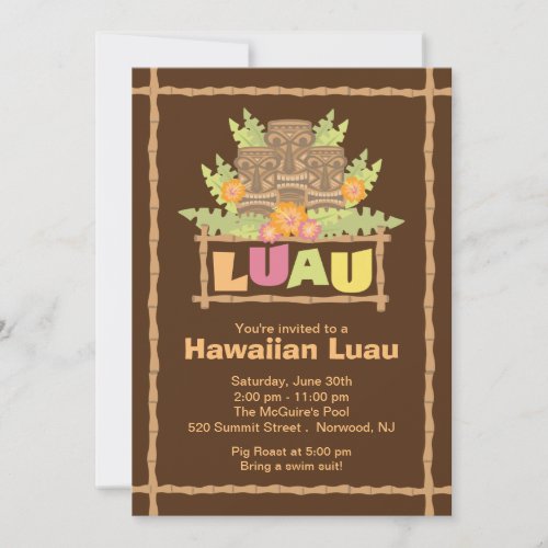 Stylish Tropical Hawaiian Luau Party Invitations