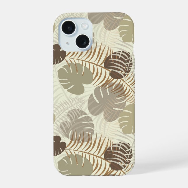 Stylish Tropical Leaf Pattern Beige, Stone Iphone Case (Back)