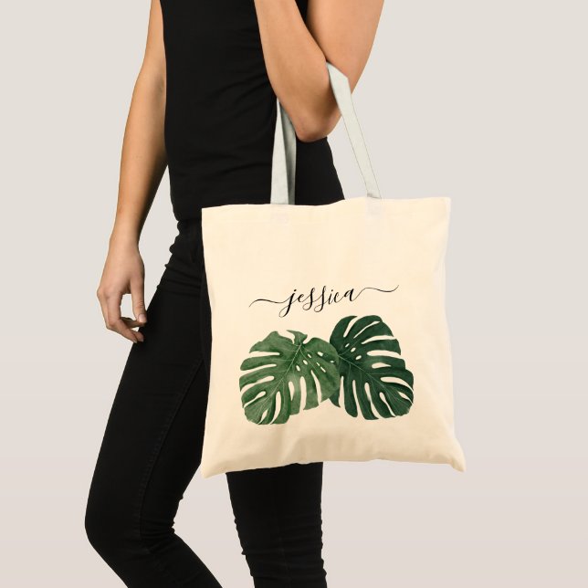 Stylish Tropical Monstera Tote Bag
