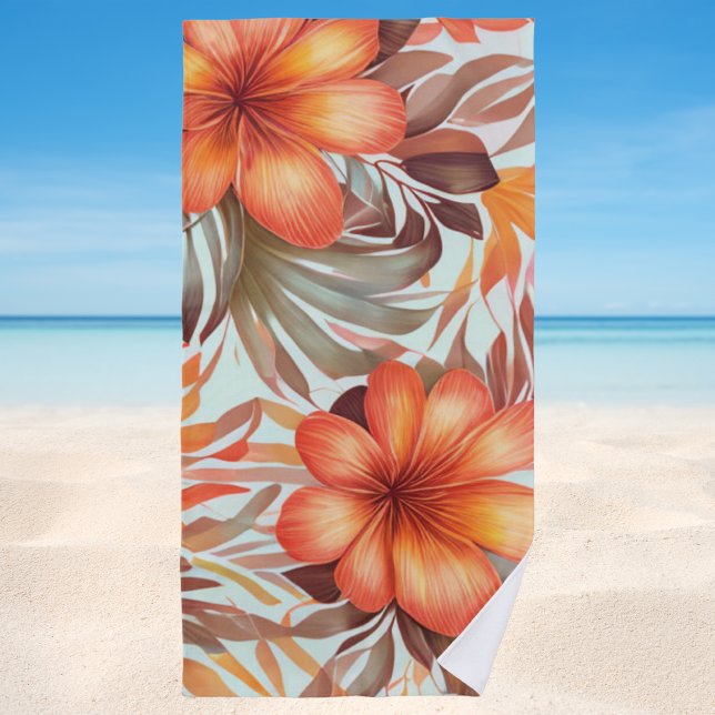 Stylish Tropical Watercolor Floral  Beach Towel (Creator Uploaded)