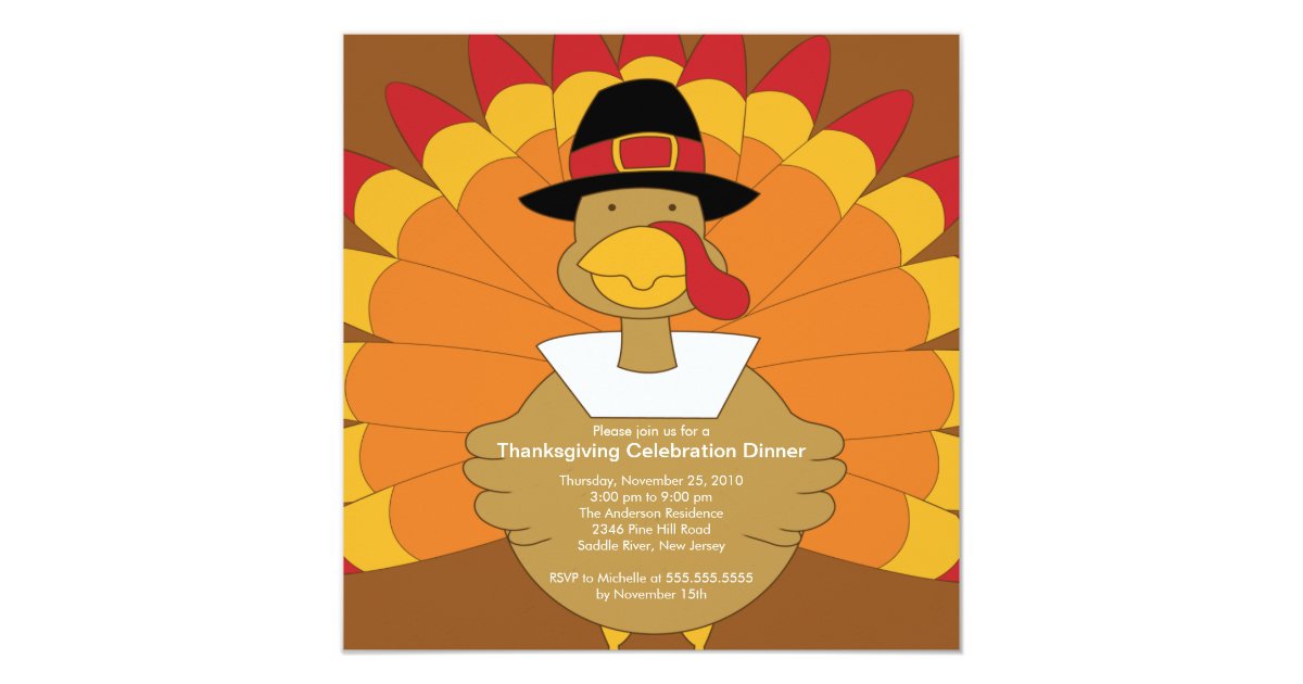 Stylish Turkey Thanksgiving Invitations | Zazzle.com