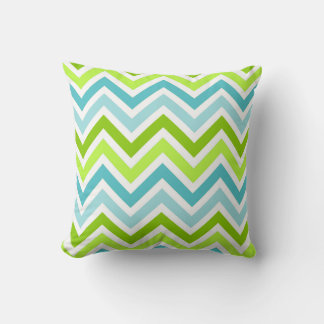 Stylish Turquoise and Green Chevron Pattern Pillow