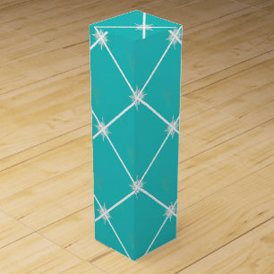 Stylish Turquoise and Silver Lattice Holiday  Wine Box
