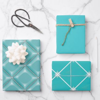 Stylish Turquoise and Silver Lattice Holiday 