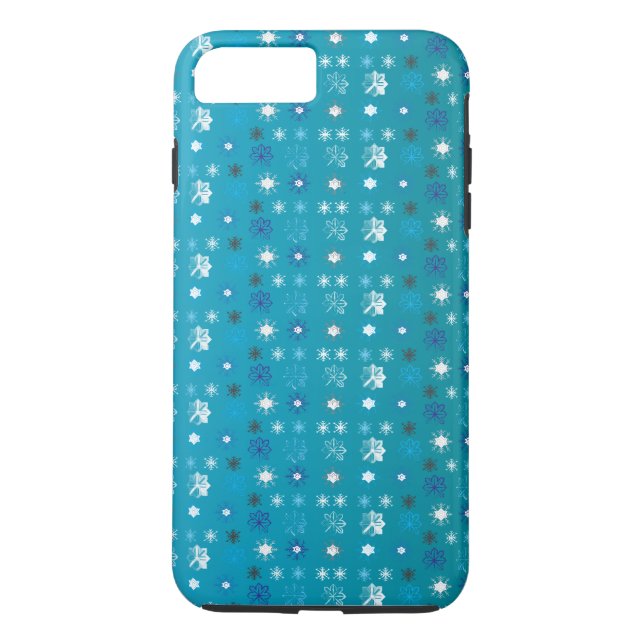 Stylish turquoise and white, stars and snowflakes Case-Mate iPhone case (Back)