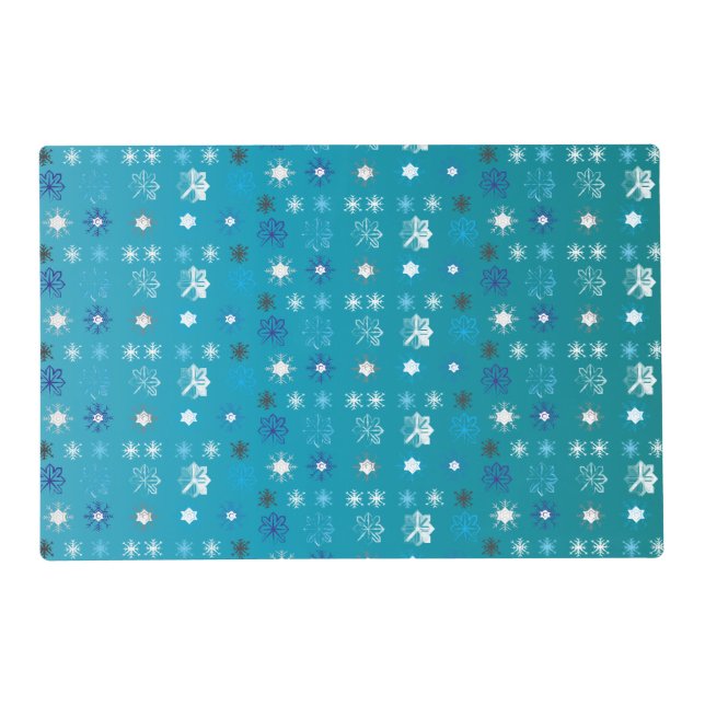 Stylish turquoise and white, stars and snowflakes placemat (Front)