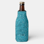 Stylish Turquoise Blue Glitter Bottle Cooler