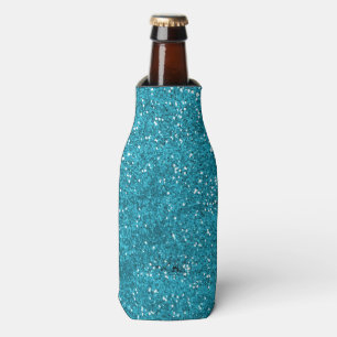 Stylish Turquoise Blue Glitter Bottle Cooler