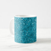 Stylish Turquoise Blue Glitter Coffee Mug (Front Left)