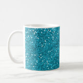 Stylish Turquoise Blue Glitter Coffee Mug (Left)