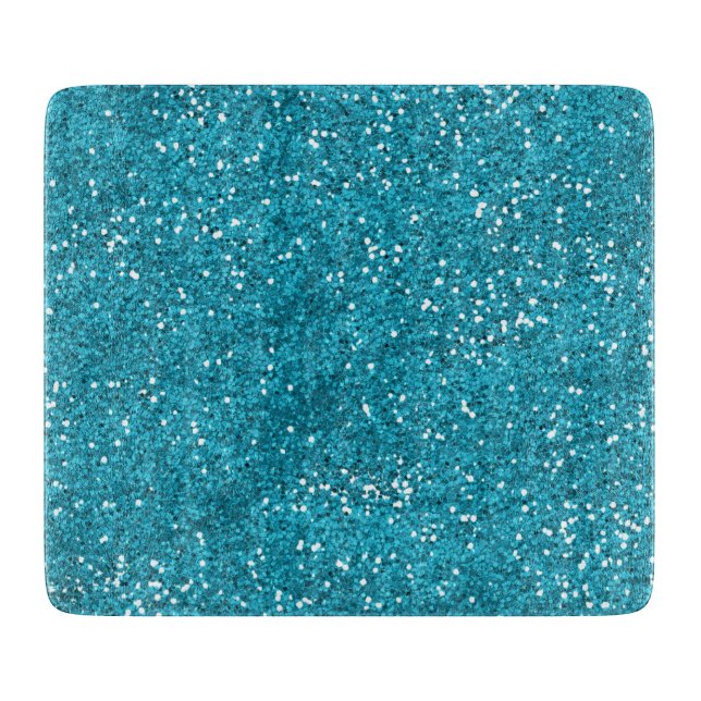 Stylish Turquoise Blue Glitter Cutting Board (Front)