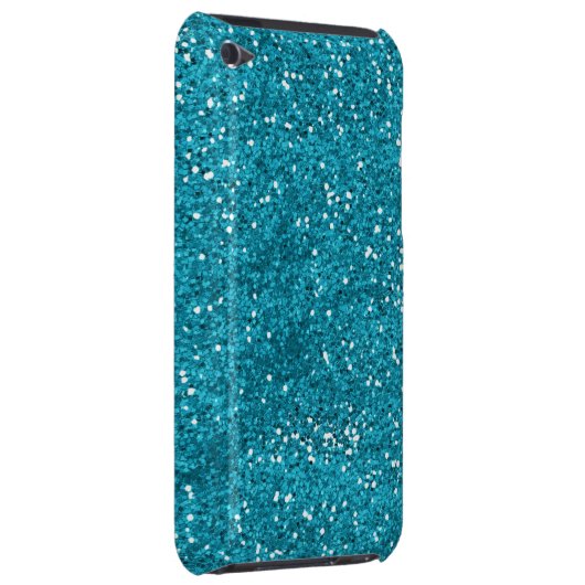 Stylish Turquoise Blue Glitter iPod Touch Case (Back/Right)