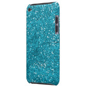 Stylish Turquoise Blue Glitter iPod Touch Case (Back Left)