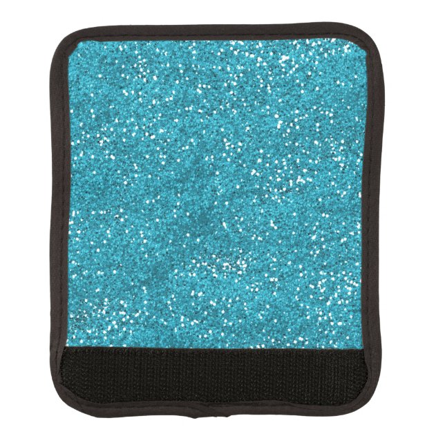 Stylish Turquoise Blue Glitter Luggage Handle Wrap (Front)