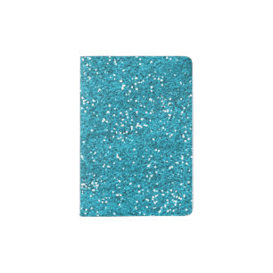 Stylish Turquoise Blue Glitter Passport Holder