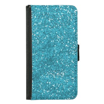 Stylish Turquoise Blue Glitter Wallet Phone Case For Samsung Galaxy S5 by InTrendPatterns at Zazzle