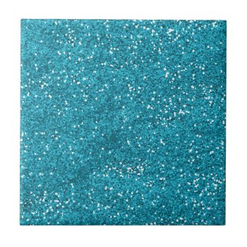 Stylish Turquoise Blue Glitter Tile by InTrendPatterns at Zazzle