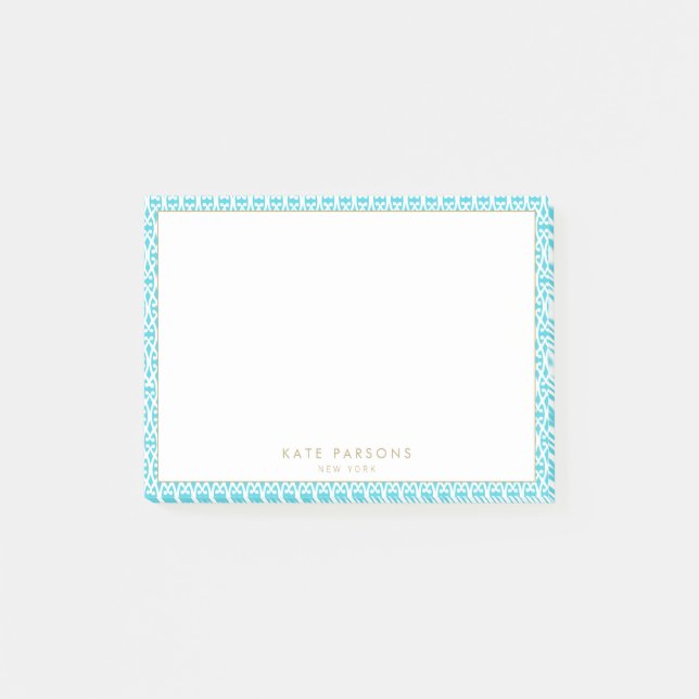 Stylish Turquoise Blue Pattern  Notes (Front)