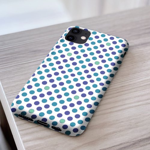 Stylish Turquoise blue  purple POlka dots modern iPhone 13 Case
