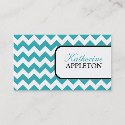 Customizable Stylish Turquoise Chevron Business Cards