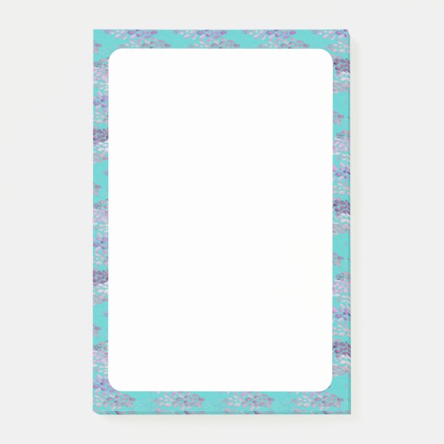 Stylish turquoise floral Border Personalized Name Post-it Notes (Front)