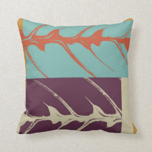 Stylish Turquoise Purple Orange Leaf Throw Pillow