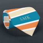 Stylish Turquoise Teal Orange Stripes Monogram Neck Tie<br><div class="desc">Stylish Turquoise Teal Orange Stripes Monogram Necktie with stylish shades of turquoise teal, pumpkin orange, and vanilla cream, with space for your custom monogram. Created by Zazzle pro designer BK Thompson © exclusively for Cedar and String; please contact us if you need assistance, have questions, or would like to inquire...</div>