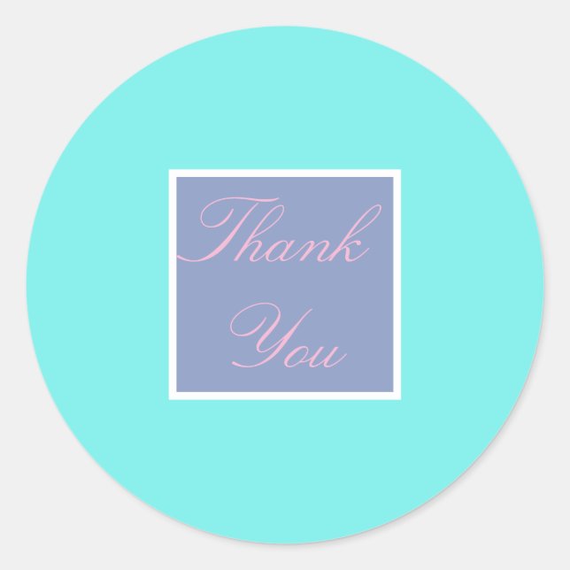 Stylish Turquoise Thank You Wedding Sticker (Front)