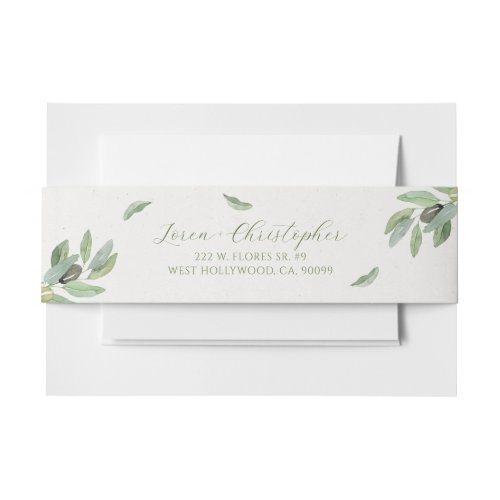  Stylish Tuscany watercolor Olive Leaves Branch Invitation Belly Band