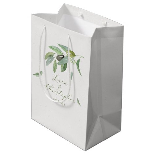  Stylish Tuscany watercolor Olive Leaves Branch Medium Gift Bag