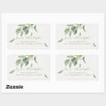 Stylish Tuscany watercolor Olive Leaves Branch Rectangular Sticker<br><div class="desc">This stylish watercolor Tuscany olive leaves branch has elegant gold and olive green typography. You can customize text,  change images,  and paper texture background.</div>