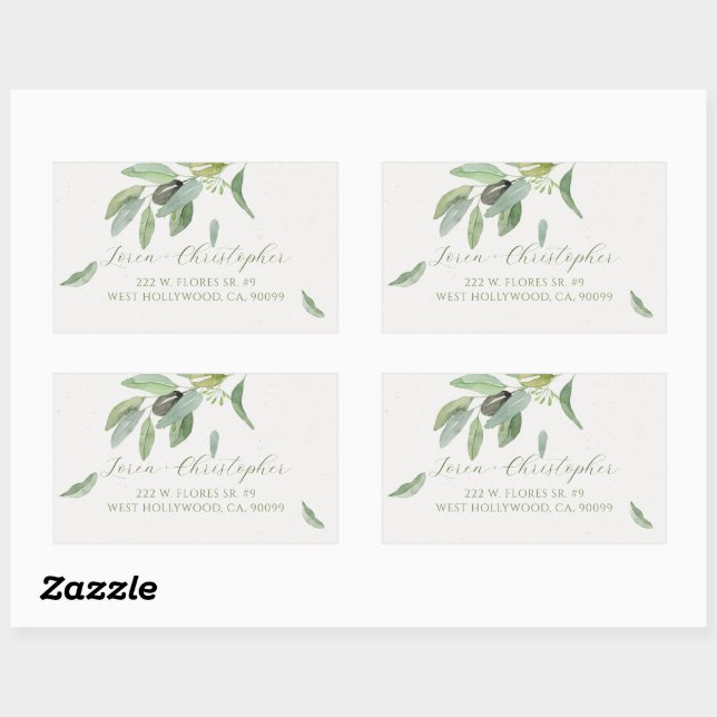  Stylish Tuscany watercolor Olive Leaves Branch Rectangular Sticker (Sheet)
