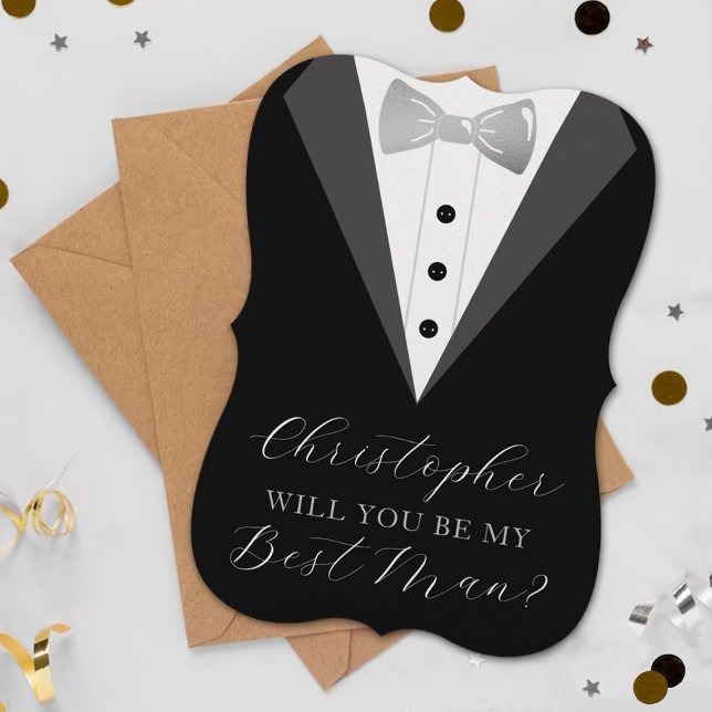Stylish Tuxedo Best Man Wedding Proposal Card (Creator Uploaded)