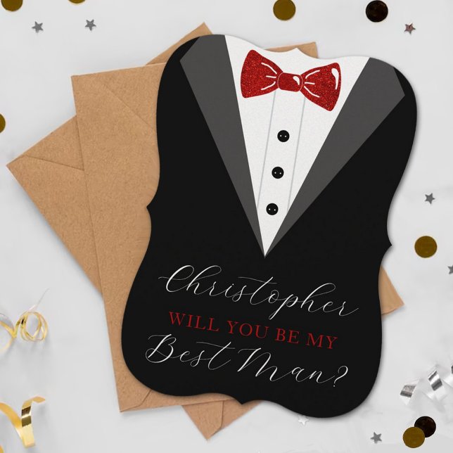 Stylish Tuxedo Best Man Wedding Proposal Card (Creator Uploaded)