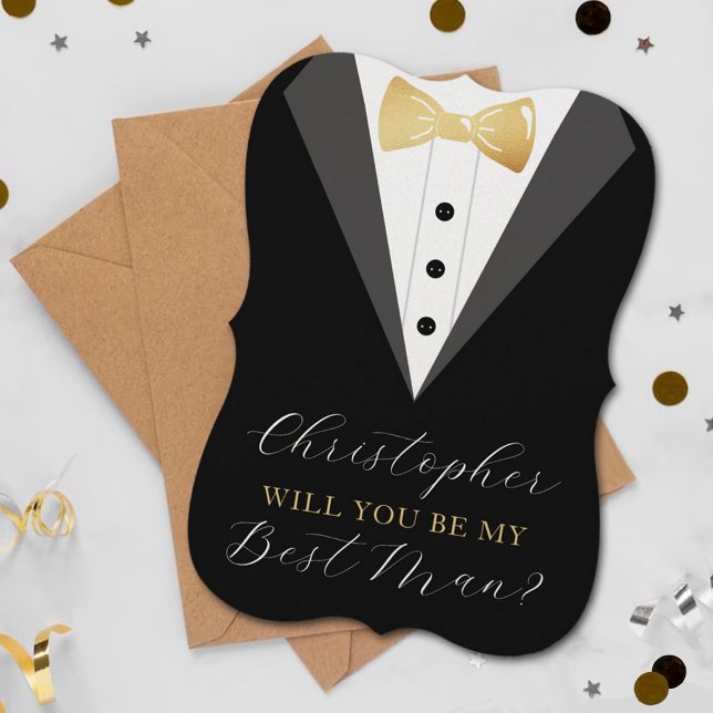 Stylish Tuxedo Best Man Wedding Proposal Card (Creator Uploaded)