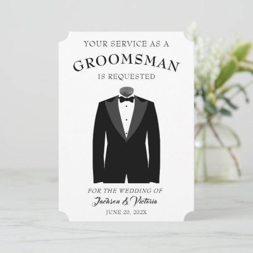 Stylish Tuxedo Groomsman Invitation