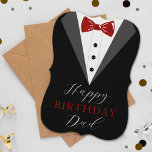 Stylish Tuxedo Happy Birthday Dad<br><div class="desc">This super stylish birthday card is perfect for any father on their birthday. The design features a tuxedo suit jacket with red glitter effect bow tie and trendy typography wording which is easy to personalize. The back of the card is blank but you can add more wording or a photo...</div>