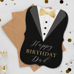 Stylish Tuxedo Happy Birthday Dad<br><div class="desc">This super stylish birthday card is perfect for any father on their birthday. The design features a tuxedo suit jacket with gold foil effect bow tie and trendy typography wording which is easy to personalize. The back of the card is blank but you can add more wording or a photo...</div>