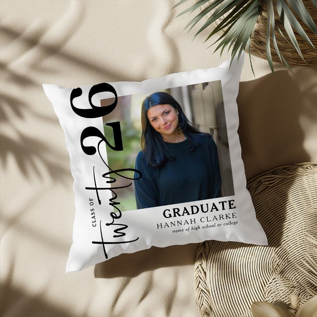 Stylish Twenty26 Photo Graduation Keepsake Gift Throw Pillow (Creator Uploaded)