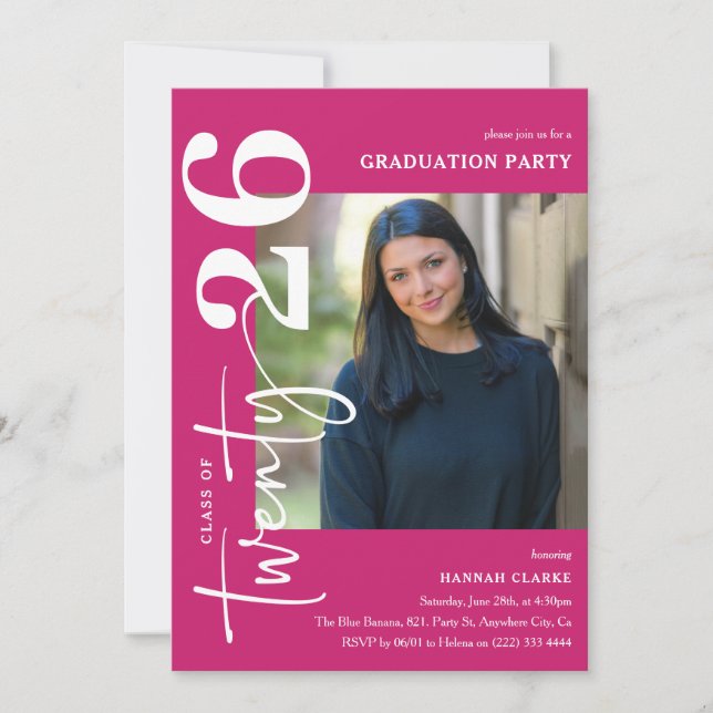 Stylish Twenty26 Photo Graduation Party Invitation (Front)