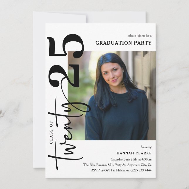 Stylish Twenty26 Photo Graduation Party Invitation (Front)