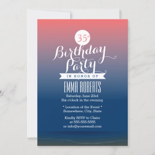 Stylish Twilight Beach Theme Birthday Party 5x7 Paper Invitation Card