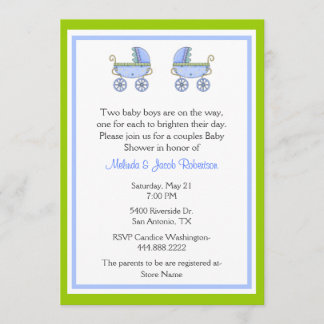 Stylish Twin Boys Couples Baby Shower Invitation
