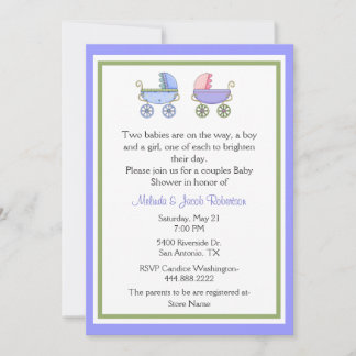 Stylish Twins Couples Baby Shower Invitation