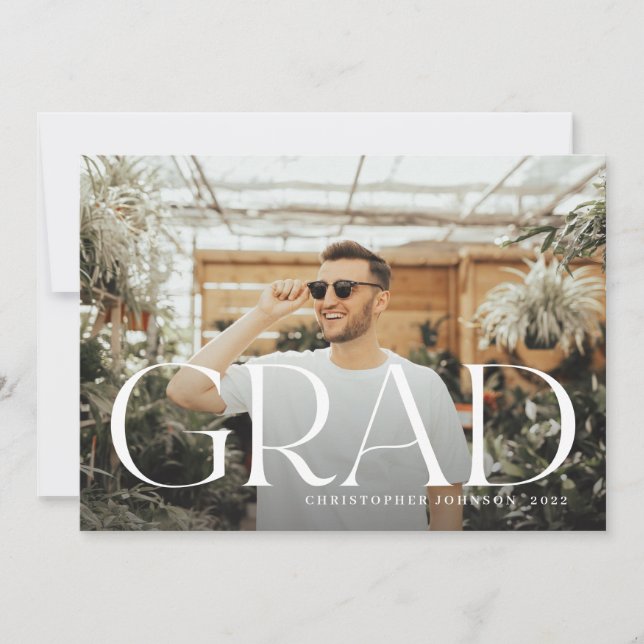 Stylish Type Graduation Full Photo Double-Sided Announcement (Front)