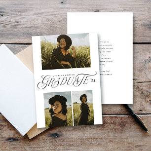 Stylish Typographic Multi Photo Graduation Card