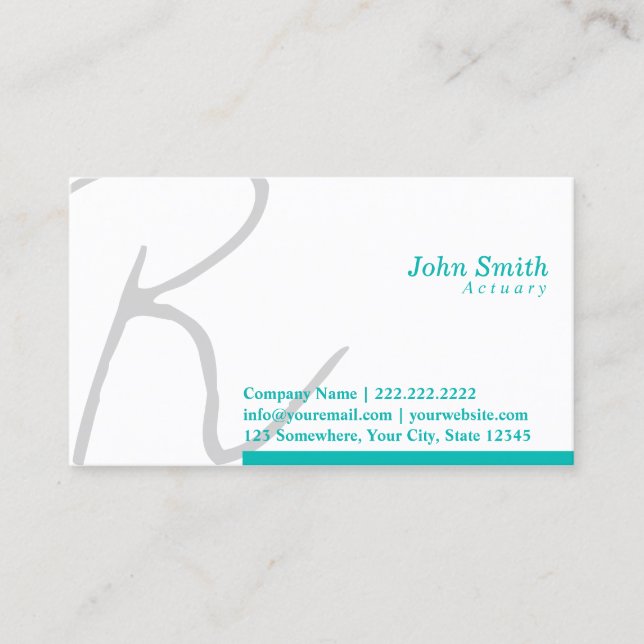 Stylish Typography Actuary Business Card (Front)