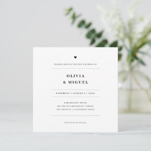 Stylish Typography Black and White Heart Wedding Invitation