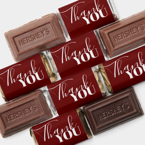 Stylish Typography Burgundy White Thank You  Hersheys Miniatures